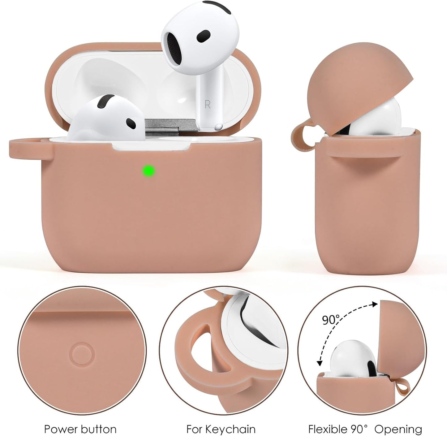 Case for Apple Airpods 4 -  Airpods 4 Cases 2024 Cover Women Anti-Drop Silicone Ipods 4 Earbuds Wireless Accessorie Charging Cases Girl Bling Keychain for Airpod Ipods 4Th Generation