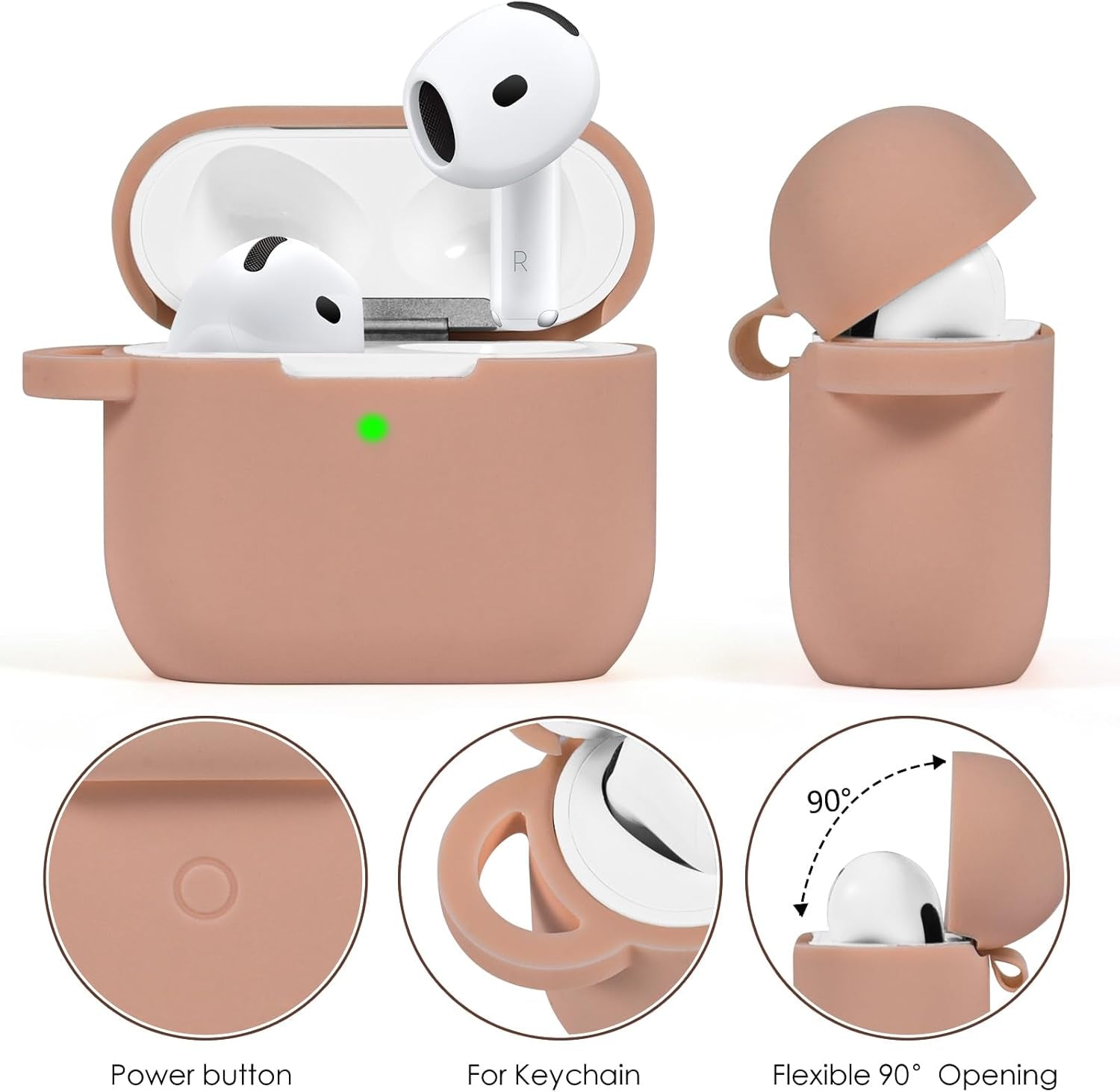 Case for Apple Airpods 4 -  Airpods 4 Cases 2024 Cover Women Anti-Drop Silicone Ipods 4 Earbuds Wireless Accessorie Charging Cases Girl Bling Keychain for Airpod Ipods 4Th Generation