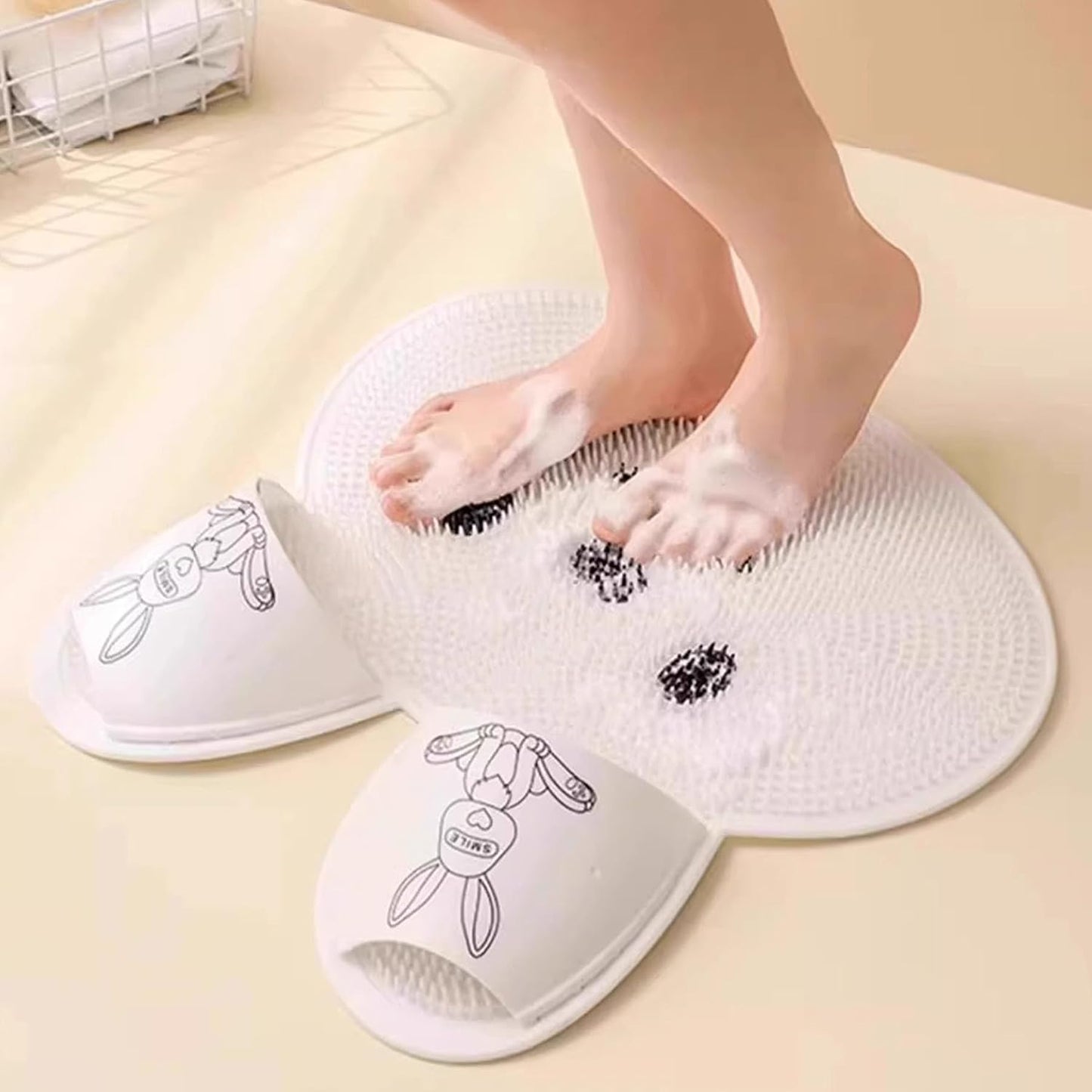 ,Shower Mats, Floor Mats, Can Be Used for Wall Pasting,Anti Slip Mat, Rabbit Mats (Grey)