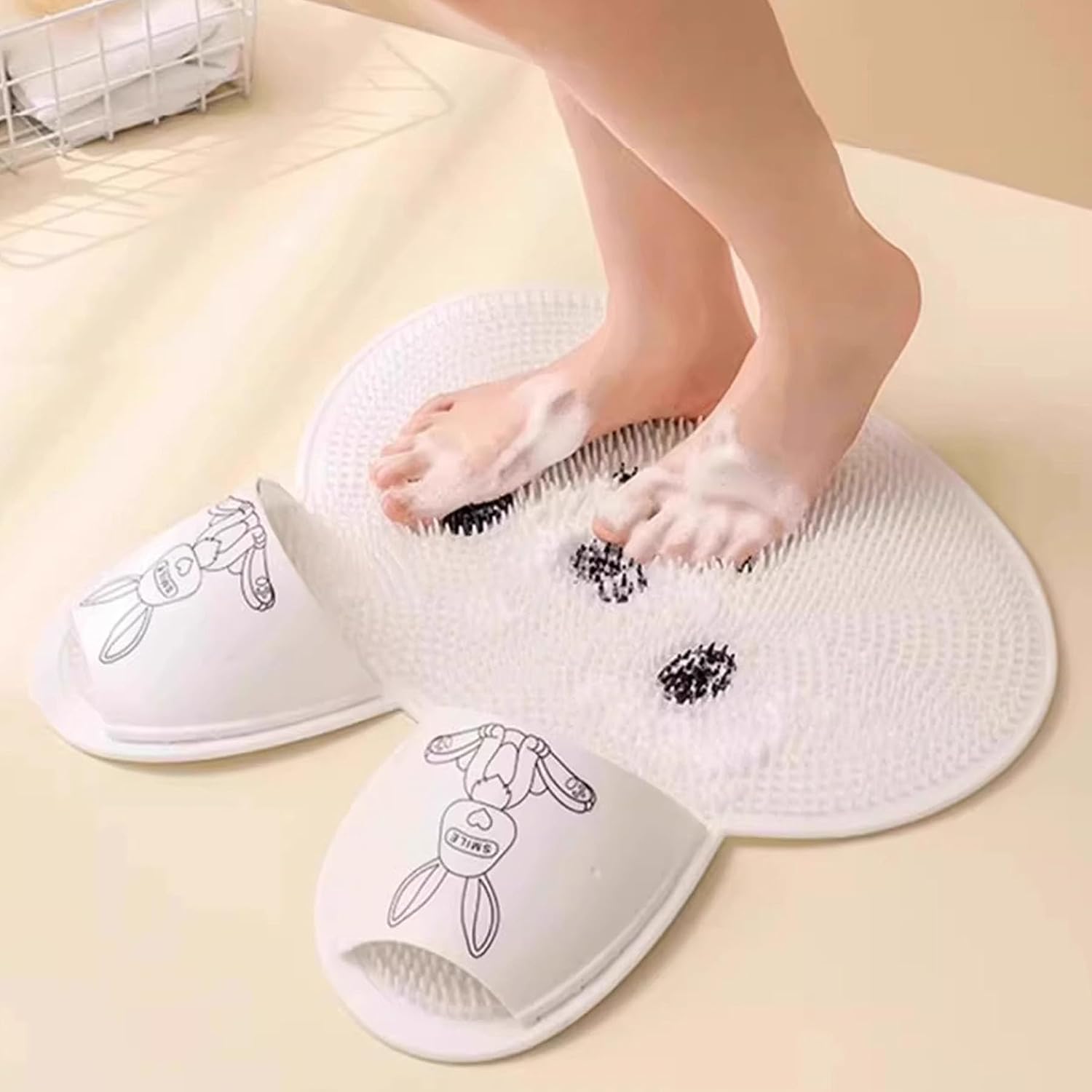 ,Shower Mats, Floor Mats, Can Be Used for Wall Pasting,Anti Slip Mat, Rabbit Mats (Grey)